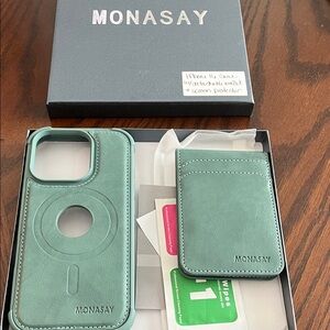 Green iPhone Case with Card Holder